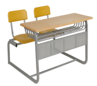 Dauerhafter Stahlschulmöbel-Metallrahmen kombinierter doppelter Studenten-Schreibtisch und Stuhl