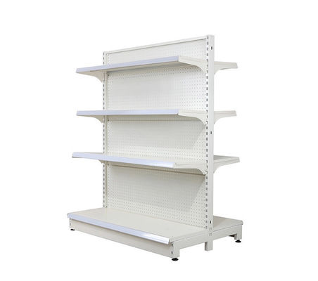 Supermarkt-/Geschäfts-Stahlfachbodenregallager verdoppeln Seiten 4 Schichten Weiß-Farbe-