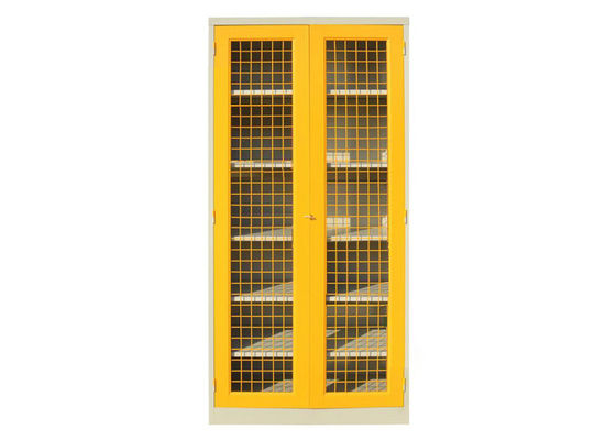 Einfach bauen Sie faltbare Speicherkabinett-Scharnier-Netz-Stahltür-gelbe Farbe zusammen